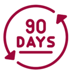 Red circle with arrows surrounding the text "90 Days," referring to the 90-Day Home Inspection Startup Policy.