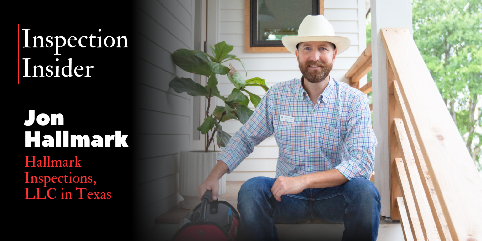 Jon Hallmark of Hallmark Inspections, LLC in Texas poses with a tool bag for this Inspection Insider.